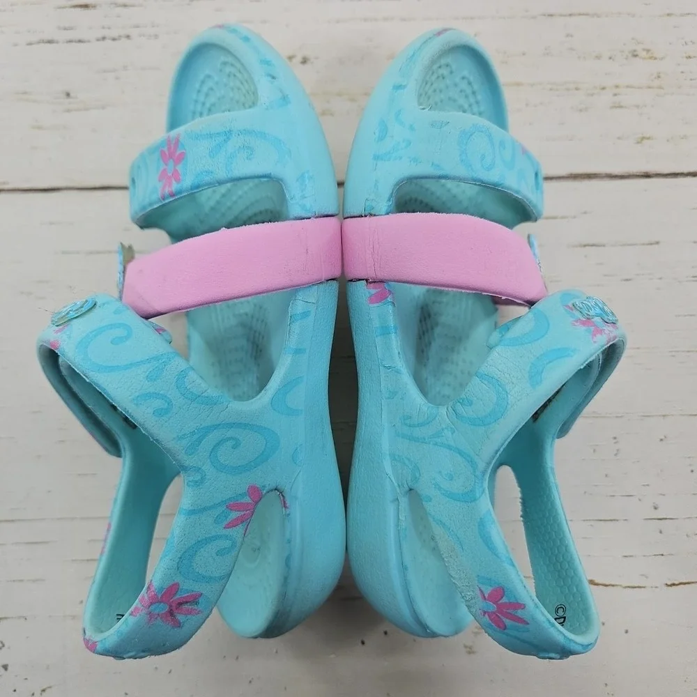 Crocs Disney Frozen Elsa Sandals Girls Size C9 Blue Pink Sandals Shoes‎